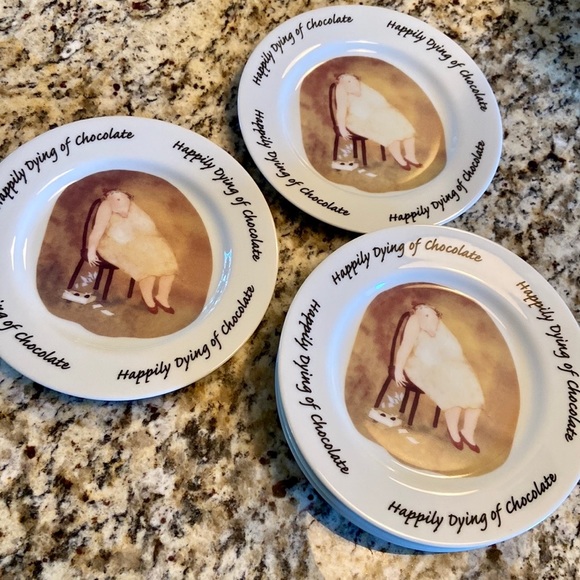 Erika Oller ‘Happily Dying of Chocolate’ Small Plates-Set of 6 - Picture 10 of 12